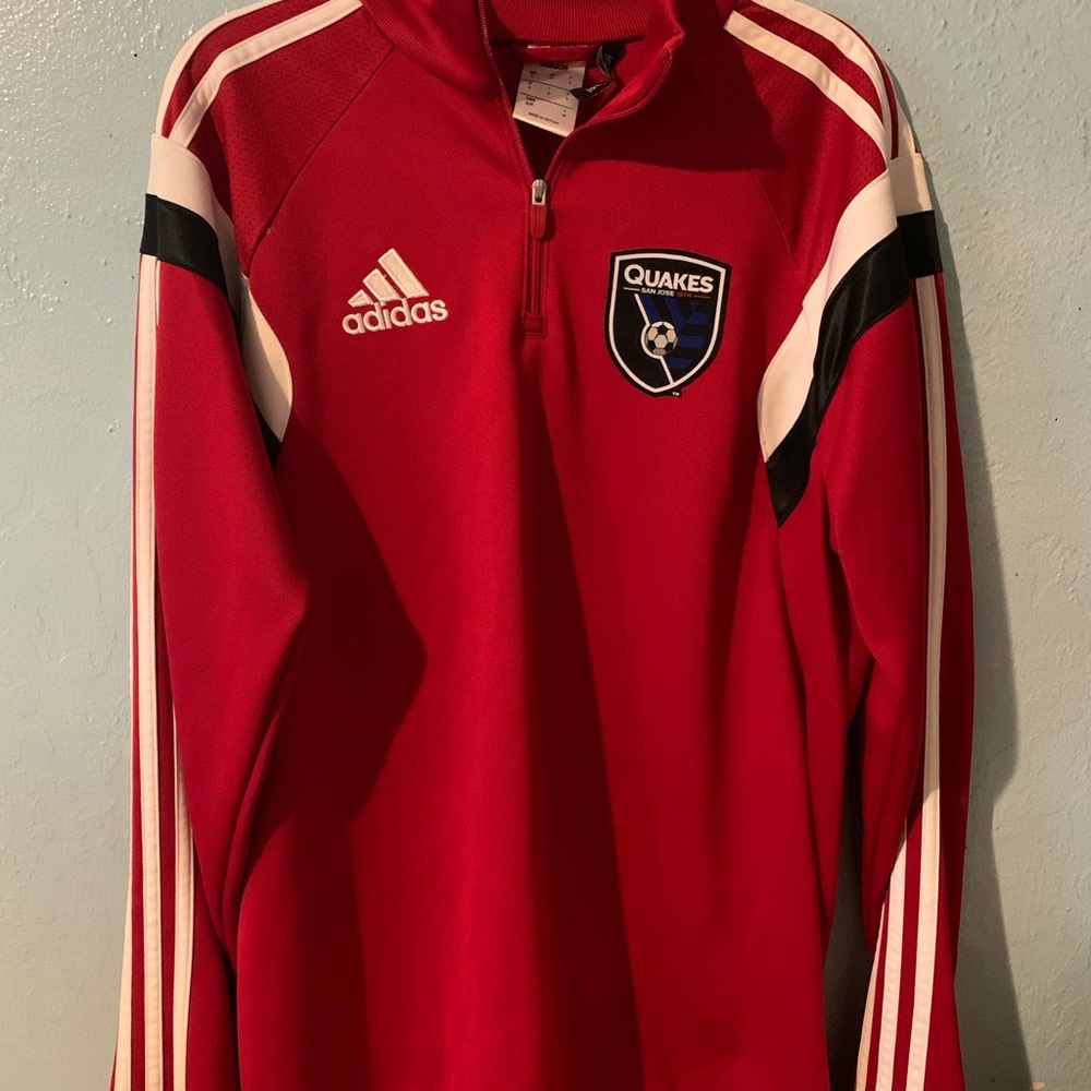 Red Adidas half zip sweater